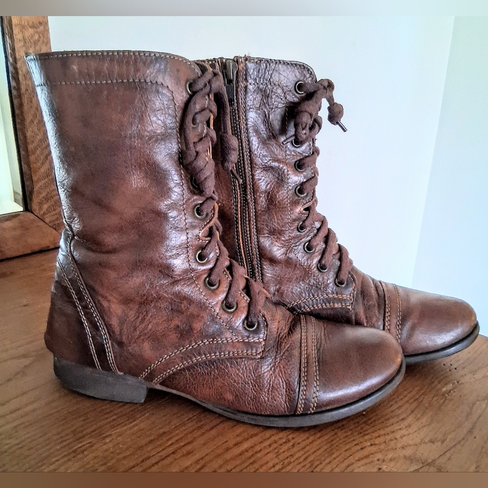 Vtg Steve Madden Lace Up Troopa Boots - Great Condition! 8.5M - Picture 2 of 10